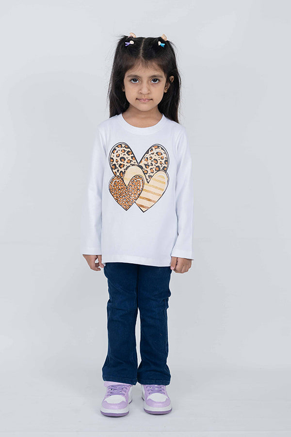 White Heart Print Top