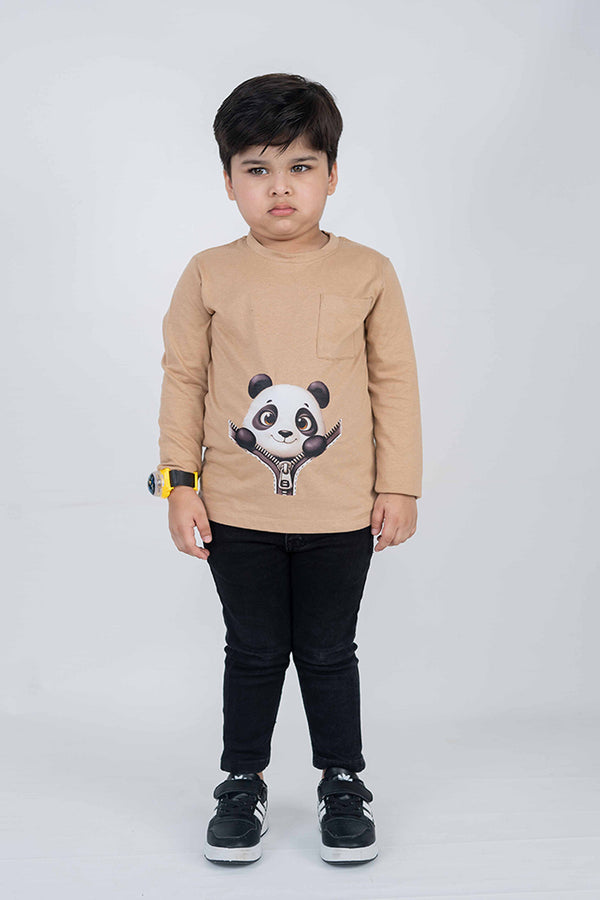 Light Brown Panda Graphic Top
